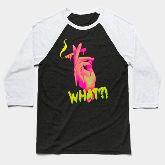 drippy pink hand holding a cigarette Baseball T-Shirt by acatalepsys 